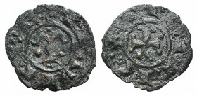 Italy, Sicily, Messina. Manfredi (1258-1266). BI Denaro (16mm, 0.60g). Tau M. R/ Cross. Spahr 211; MIR 140. Scarce, Good Fine