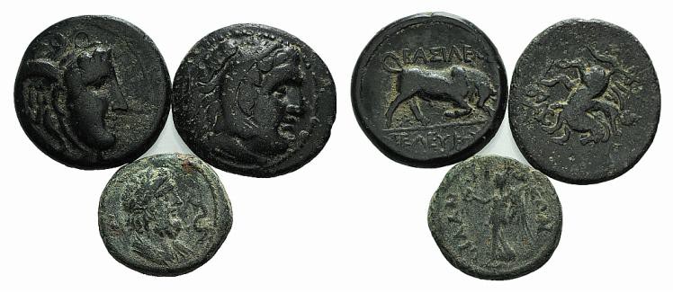 Lot of 3 Greek AE coins, to be catalog. Lot sold as it, no return