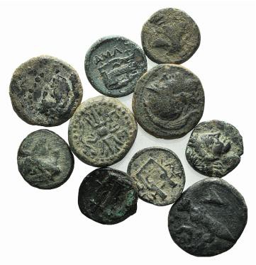 Lot of 10 Greek AE coins, to be catalog. Lot sold as it, no return