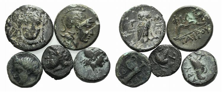 Lot of 5 Greek AE coins, to be catalog. Lot sold as it, no return