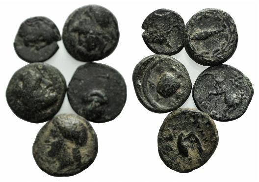 Lot of 5 Greek AE coins, to be catalog. Lot sold as it, no return
