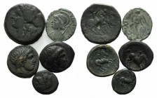 Mixed lot of 5 Æ coins, including 4 Greek and 1 Roman Imperial (Commemorative series), to be catalog. Lot sold as is it, no returns