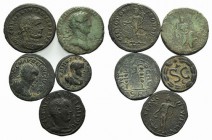 Mixed lot of 5 Æ coins, including 3 Roman Provincial and 2 Roman Imperial (Hadrian As and Maximianus Follis), to be catalog. Lot sold as is it, no ret...