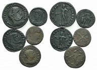 Lot of 5 Roman Imperial coins, including Tacitus Antoninianus, Diocletian Follis, Constantine I and Magnentius. Lot sold as it, no returns
