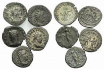 Lot of 5 Roman Antoninianii, including Maximinus I, Trebonianus Gallus, Valerian I and Gallienus. Lot sold as it, no returns