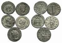 Lot of 5 Roman Antoninianii, including Philip I, Trebonianus Gallus and Gallienus. Lot sold as it, no returns