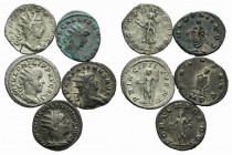 Lot of 5 Roman Antoninianii, including Philip II, Valerian I and Gallienus. Lot sold as it, no returns