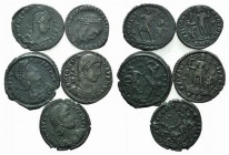 Lot of 5 Roman Imperial Æ coins, including Licinius I, Constantius II, Constans and Theodosius I. Lot sold as is it, no returns