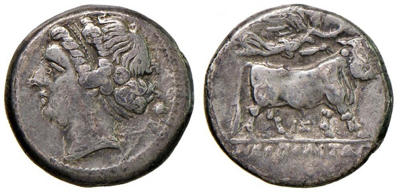 CAMPANIA Neapolis (340-241 a.C.) Didracma – Testa di ninfa a s. – R/ Toro andant...