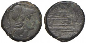Atilia - Triens (148 a.C.) Testa di Minerva a d. – R/ Prua a d. – Cr. 199/4 AE (g 7,75)
MB+