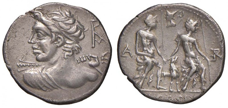 Caesia – Lucius Caesius - Denario (112-111 a.C.) Busto di Apollo Vejove a s. – R...