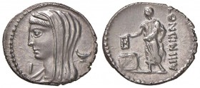 Cassia – L. Cassius Longinus - Denario (63 a.C.) Testa di Vesta a s. – R/ Cittadino votante a s. – B. 10; Cr. 413/1 AG (g 3,94) Ex Nomisma 34/2007, lo...