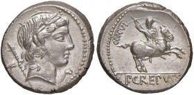 Crepusia – Pub. Crepusius - Denario (82 a.C.) Testa di Apollo a d. - R/ Cavaliere a d. – B. 1; Cr. 361/1 AG (g 4,34) Ex Nomisma 37/2008, lotto 84
SPL...