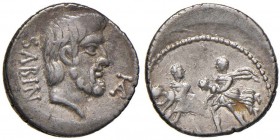Tituria – L. Titurius – Denario (89 a.C.) Testa di Tazio a d. – R/ Il ratto delle Sabine – B. 2; Cr. 344/1 AG (g 3,69) 
BB