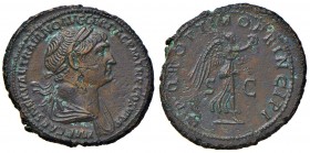 Traiano (98-117) Asse – Busto laureato a d. – R/ Trofeo – RIC 586 AE (g 11,51) Screpolature al D/
BB