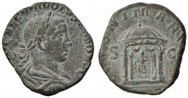 Volusiano (251-253) Sesterzio – Busto laureato a d. – R/ Giunone seduta di fronte entro tempio – C. 46 AE (g 15,87)
BB