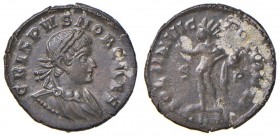 Crispo (316-326) Follis (Londinium) Busto laureato a d. – R/ Il Sole stante a s. – RIC 114 AE (g 3,27) Depositi al R/
SPL