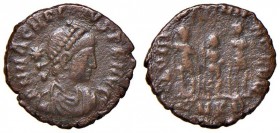Arcadio (383-408) AE - Busto diademato a d. – R/ I tre imperatori stanti – AE (g 1,74)
MB+