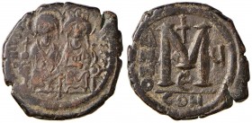 BISANZIO Giustino II (565-578) Follis (Costantinopoli) – Gli imperatori seduti di fronte – R/ Lettera M - Sear 360 AE (g 13,70)
BB