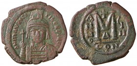 BISANZIO Maurizio Tiberio (578-582) Follis A. YII (Costantinopoli) Busto coronato di fronte – R/ Valore – Sear 494 AE (g 11,65)
BB/BB+