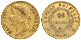TORINO Napoleone (1804-1814) 20 Franchi 1809 – Gig. 14 AU (g 6,42) RRR Modesti depositi
qBB