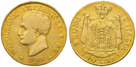 MILANO Napoleone (1805-1814) 40 Lire 1808 bordo in rilievo, apostrofo curvo – Gig. 72bis AU (g 12,72)
MB