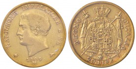 MILANO Napoleone (1805-1814) 20 Lire 1809 Stella a sei punti, puntali aguzzi – Gig. 85a AU R Sigillato da Gianfranco Erpini 
BB