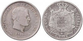 VENEZIA Napoleone (1805-1814) 5 Lire 1810 puntali aguzzi – Gig. 107 AG (g 24,64) RR
MB/MB+