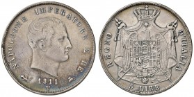 VENEZIA Napoleone (1805-1814) 5 Lire 1811 puntali aguzzi – Gig. 110 AG (g 24,65) R Pesantemente lucidato
MB