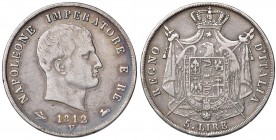 VENEZIA Napoleone (1805-1814) 5 Lire 1812 puntali aguzzi – Gig. 113 AG (g 24,64) Colpi al bordo
MB+