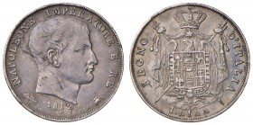 VENEZIA Napoleone (1805-1814) Lira 1812 Puntali aguzzi – Gig. 160 AG (g 4,95) Colpo sul collo al D/
BB/qBB