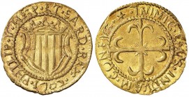 CAGLIARI Filippo V (1700-1719) Scudo d’oro 1702 - MIR 93/2 AU (g 3,20) Difetto di conio (?) al ciglio del D/
qFDC