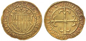 CAGLIARI Filippo V (1700-1719) Scudo d’oro 1702 – MIR 93/2 AU (g 3,22) 
SPL