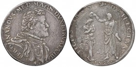 FIRENZE Ferdinando I (1587-1609) Piastra 1593 – MIR 224/6 AG (g 27,37) Tosata. Porosa. Screpolature diffuse tipiche dell’emissione.
BB