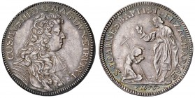 FIRENZE Cosimo III (1670-1723) Mezza piastra 1676 - MIR 332 AG (g 15,54) RR Bell’esemplare per questo tipo di moneta
qSPL