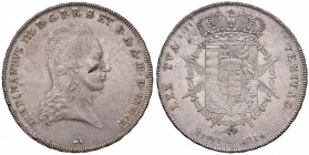 FIRENZE Ferdinando III (1814-1824) Francescone 1814 – MIR 435/1 AG (g 27,30) Dall’asta Nomisma 25, lotto 323. Mancanza di metallo sulla guancia al D/...