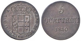 FIRENZE Leopoldo II (1824-1859) 5 Quattrini 1830 – MIR 463/4 MI (g 3,61)
SPL