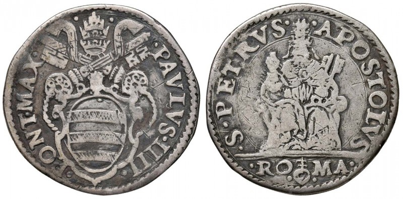 Paolo IV (1555-1559) Testone – Munt. 7 AG (g 9,12) Graffi 
MB
