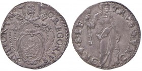 Gregorio XIII (1572-1585) Ancona – Testone – Munt. 218 AG (g 9,44) Bella patina 
SPL