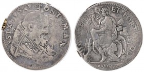 Sisto V (1585-1590) Bologna - Testone – Munt. 96 AG R Sigillato MB da Egidio Ranieri. Lucidato
B/MB