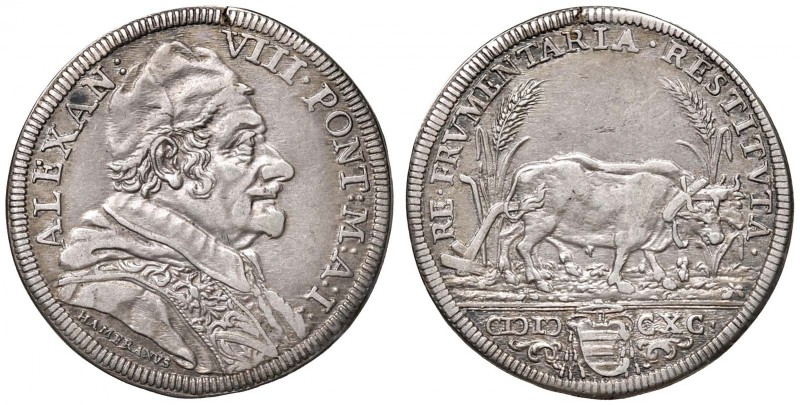 Alessandro VIII (1689-1691) Testone 1690 A. I – Munt. 16 AG (g 9,01) Screpolatur...