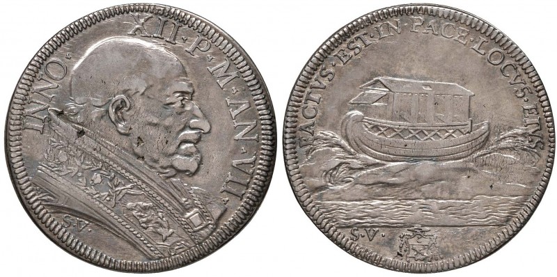 Innocenzo XII (1691-1700) Mezza piastra A. VII – Munt. 28 AG (g 15,92) Screpolat...