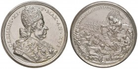 Clemente XI (1700-1721) Medaglia annuale 1716 A. XVI Ripresa delle operazioni militari contro la Turchia – Opus: Hamerani – MA (g 23,34 – Ø 39 mm) 
S...