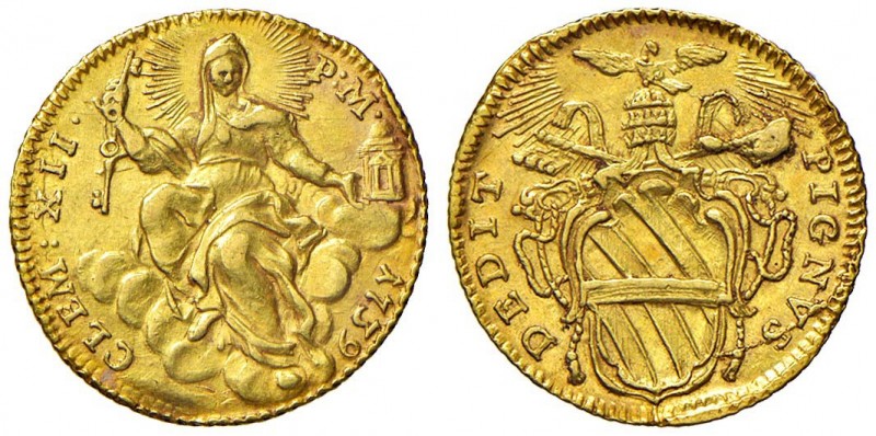 Clemente XII (1730-1740) Zecchino 1739 – Munt. 4 AU (g 3,40) RR Difetto di conio...