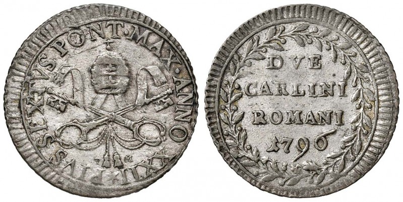 Pio VI (1775-1799) 2 Carlini 1796 A. XXII – Munt. 82 MI (g 4,18) 
qBB/BB