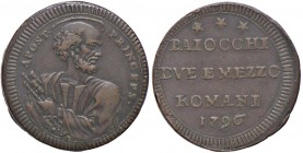 Pio VI (1775-1799) Sampietrino 1796 – Nomisma 133 CU (g 15,97) Colpetti al bordo. 
SPL/SPL+