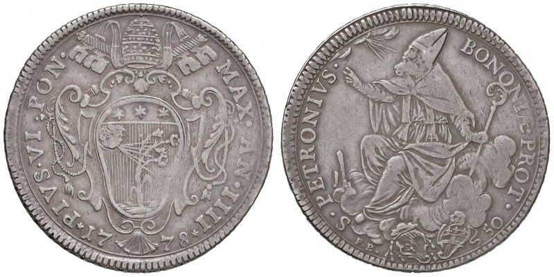 Pio VI (1775-1799) Bologna – Mezzo scudo 1778 A. IIII – Munt. 207 AG (g 13,15) R...
