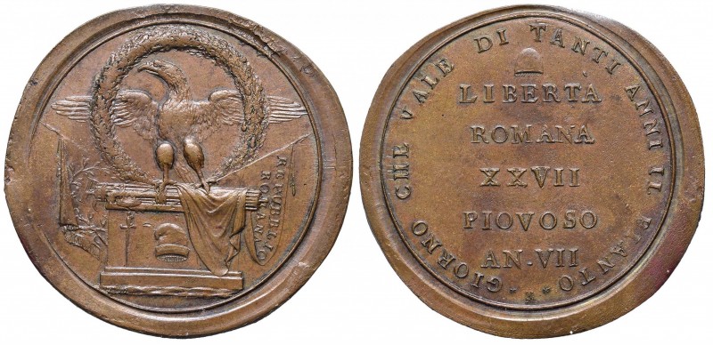 Repubblica Romana (1798-1799) Prova in rame dello scudo o medaglia A. VII &ndash...