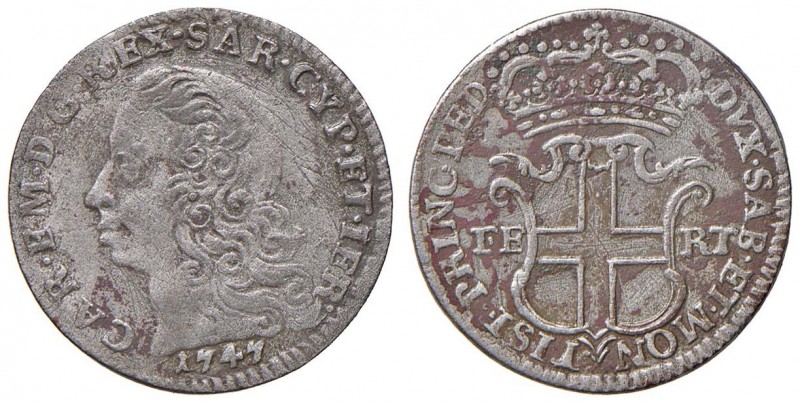 Carlo Emanuele III (1730-1773) 5 Soldi 1747 – Nomisma 46 MI (g 4,05) Graffietti ...