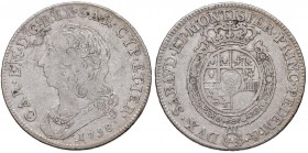Carlo Emanuele III (1730-1773) Mezzo scudo 1758 – Nomisma 162 AG (g 17,31) R Graffietti e segni diffusi, modeste macchie
qBB
